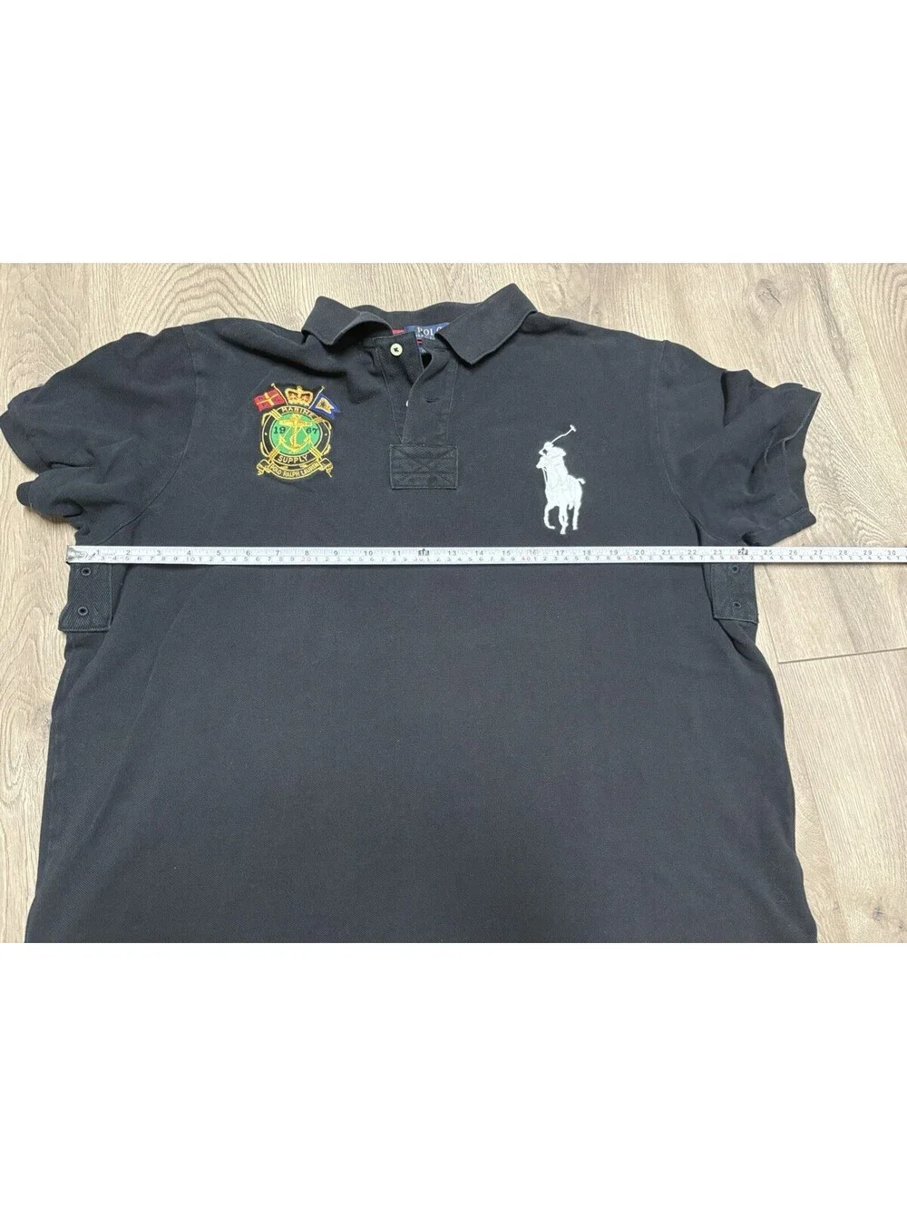 Ralph Lauren Polo Shirt Mens XXL Black Marine Supply Embroidered BIG PONY